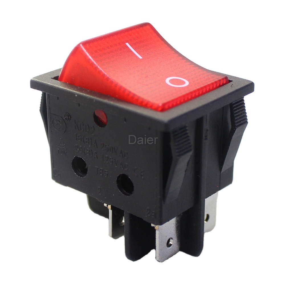 Interruttore A Bilanciere LEVSEB KCD2-2-202 – ON/ON 6 Pin 16A 250V, Nero, IP40