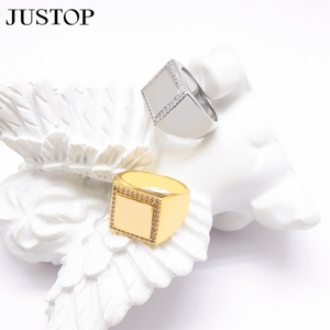 Anillo Clásico de Circonita Natural Chapado en Oro de 18K al por Mayor, Microincrustaciones, Logotipo Personalizado, Nombre Gratuito, ODM OEM, Cobre, Latón, para Uso Diario Masculino - Product Image 5