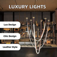 Lustre suspendu moderne en cuir de designer nordique, LED E12, anti-éblouissement, haute luminosité, moyen et long, pour la maison, l'hôtel