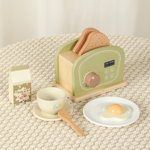 Nouveaux ensembles de jeux d'imitation pour enfants, jouets de cuisine en bois de simulation personnalisés pour enfants, <span class=keywords><strong>grille</strong></span>-<span class=keywords><strong>pain</strong></span>, mixeur, machine à café pour filles et enfants - Product Image 4