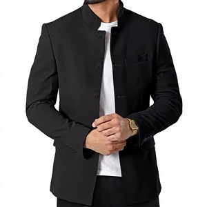 Costume pour homme en polyester, coupe slim, col à revers, simple boutonnage, grande taille, style chic décontracté, pour marié, mariage, smoking, avec perles sur le devant - Product Image 4