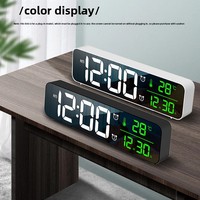 Moderner Minimalistischer LED-Musikwecker YAOQIU YQ-8810A mit Großem Bildschirm, Spiegelfinish und Nachleuchtender 24-Stunden-Anzeige