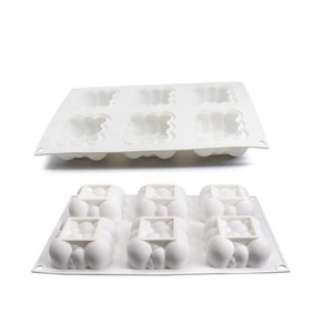 Moldes de D-0146 para Mousse, para repostería, gelatina, herramientas de pastelería, 6 cavidades, Nube cuadrada de silicona - Product Image 3