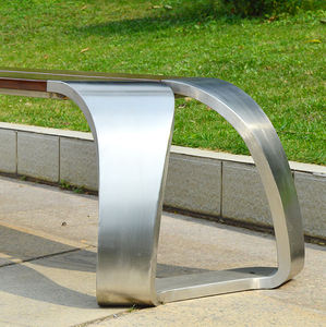 Banc de patio en bois extérieur commercial Support en acier inoxydable fort 150cm de longueur Banc de meubles publics urbains Salle de sport - Product Image 6