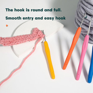 Kit de ganchos de ganchillo con <span class=keywords><strong>mango</strong></span> suave rosa de 3mm, aguja de tejer, <span class=keywords><strong>mango</strong></span> suave de <span class=keywords><strong>silicona</strong></span> TPR, juego de herramientas de ganchillo DIY - Product Image 4