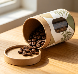 Eco-Friendly Custom Size PET <b>Film</b> Coated Kraft Paper Coffee Tube Visual <b>Window</b> Recyclable Cylindrical Canister Coffee Beans - Product Image 4