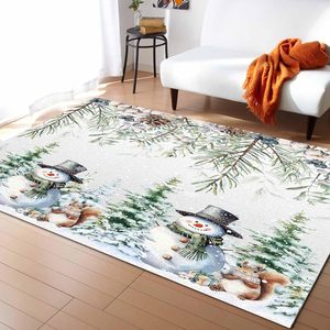 Noël bonhomme de neige tapis hiver arbres de noël et écureuil flocon de neige tapis antidérapant ensemble pour chambre salon décor à la maison - Product Image 1