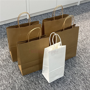 맞춤형 로고 인쇄 크라프트 종이 쇼핑백/음식 포장 종이 가방 (손잡이 포함) - Product Image 6