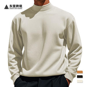 Camiseta de manga larga de lana de color liso para hombre, ajuste ceñido, cuello semicircular, capa base, para otoño e invierno, transfronteriza - Product Image 2