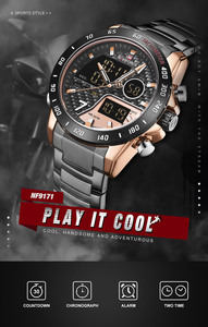 Montres Naviforce 9171 RGBB en <span class=keywords><strong>acier</strong></span> inoxydable, montre à quartz pour homme avec bracelet en alliage, montre noire de luxe pour homme d'affaires - Product Image 5