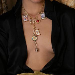 قلادة نسائية عصرية مطلية بالذهب على الطراز البوهيمي قلادة ملونة من المينا والقمر نجمة عين Dvil قلب التارو قلادة شمس قلب حب - Product Image 2