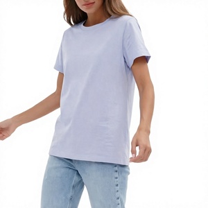 เสื้อยืดคอกลมผ้าฝ้ายสีฟ้าอ่อนสำหรับผู้หญิง ทรงหลวม สวมใส่สบาย แขนสั้น สีพื้น ระบายอากาศได้ดี เหมาะสำหรับฤดูใบไม้ผลิและฤดูร้อน - Product Image 3