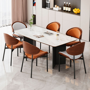 Chaise de <span class=keywords><strong>restaurant</strong></span> minimaliste italienne en cuir avec dossier en bois massif de style vintage pour meubles de salon - Product Image 6