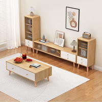Kombinasi Meja TV dan Meja Kopi Modern Minimalis untuk Ruang Tamu Apartemen Kecil, Meja TV Retraktil