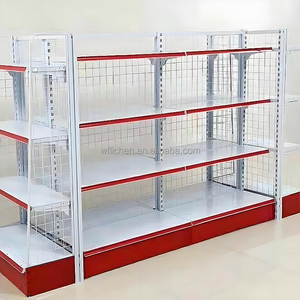 Góndola de exhibición de zapatillas de acero inoxidable de doble cara y uso ligero con panel de rejilla para supermercado - Product Image 3