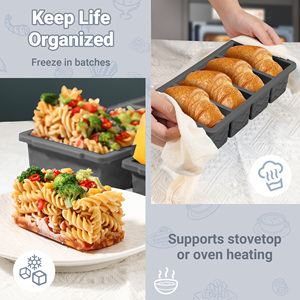 Grands bacs à glace 4 tasses Moule à glace de qualité alimentaire pour sauce à jus de soupe Moules à glaçons en <span class=keywords><strong>silicone</strong></span> Marqueur Plateau congélateur avec <span class=keywords><strong>couvercle</strong></span> - Product Image 4