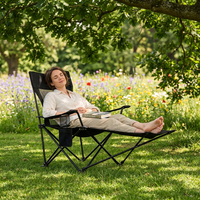 Chaise de camping robuste pliable et réglable à dossier haut en maille Poly 1680D avec porte-gobelet, cadre en acier, capacité de charge 150 kg, idéale pour la randonnée, les pique-niques et la pêche en extérieur