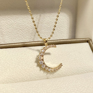 Collana con ciondolo a forma di luna piccola per donna, stile vintage, gioielli minimalisti alla moda, idea regalo - Product Image 2