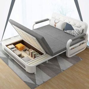 Copridivano a 3 Posti Grigio per Arredamento Casa, Divano Letto Multifunzionale in Schiuma e Ferro per Soggiorno - Product Image 2