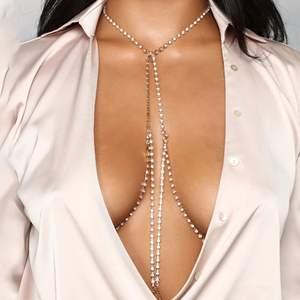 गैंडे स्तन गर्दन कमर की कमर की चेन परत परत वाली गैंडे क्रॉसओवर बिकनी ब्रा शरीर गहने समुद्र तट क्रिस्टल पेट की कमर श्रृंखला - Product Image 1