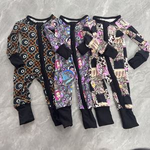 Bộ đồ ngủ liền thân in họa tiết phương Tây cho trẻ em, quần áo trẻ em, đồ ngủ bằng tre tùy chỉnh, đồ ngủ có khóa kéo bằng tre, đồ ngủ cho trẻ em, đồ ngủ tùy chỉnh - Product Image 2