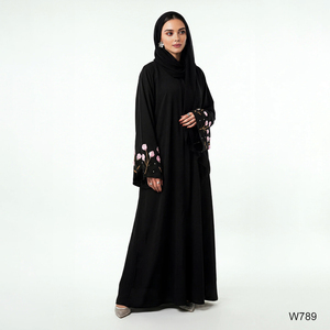 Ensemble Abaya et Hijab Ouvert Style Dubaï Luxe à Perles Florales 2026 – <span class=keywords><strong>Kimono</strong></span> Noir Personnalisé Vêtements Islamiques - Product Image 1