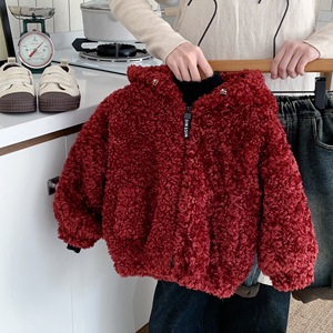 Giacca per bambini in <span class=keywords><strong>pile</strong></span> graziose giacche invernali per ragazze pelose con cappuccio piccolo cappotto spesso - Product Image 5