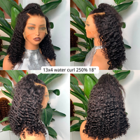 Pelucas Trenzadas de Cabello Humano con 200% de Densidad, Estilo Bob Corto con Rizos al Agua, Pelucas con Frente de Encaje HD 13x4 para Mujeres Negras, Venta al Por Mayor