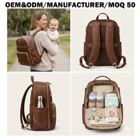 Sac à langer en cuir végétalien imperméable de grande capacité, de qualité supérieure, pour marque privée, OEM, ODM, sac à dos de maternité, fabricant en gros
