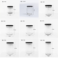 Grande Vente : Bocal de Rangement en Verre Rond et Droit de 30ml à 1000ml, Vide, Hermétique, pour Cornichons, Aliments, Confitures, avec Couvercle en Fer Blanc