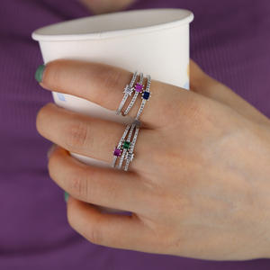 โปรโมชั่นบางวง4<span class=keywords><strong>ส</strong></span>ีสี่เหลี่ยม Cz ละเอียดอ่อนแต่งงานหมั้นวงแหวนแฟชั่นสำหรับผู้หญิงเครื่องประดับ - Product Image 6