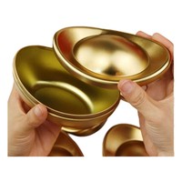 Boîte en étain en forme de lingot d'or, forme de pièce d'or, boîte en étain en forme de bateau et de dumpling pour l'emballage de chocolat, de bonbons, de gâteaux et de biscuits