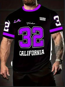 Camiseta de Hombre con Estampado del Número 32 de <span class=keywords><strong>Los</strong></span> Ángeles, California, Diseño Gráfico 3D, Manga Corta, Cuello Redondo, 100% Poliéster, Transpirable, Antibolitas - Product Image 2