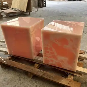 Pink Onyx Stone Marble Plinths Side Table for Living Room and Hotel