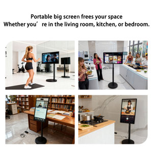 32 inch thông minh di động 1080P HD không dây trong nhà TV đứng bánh xe màn hình cảm ứng 1 năm OEM hoạt hình SDK kỹ thuật số biển hiển thị - Product Image 6