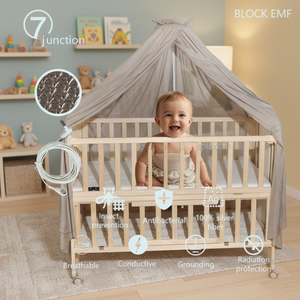 Tettuccio Schermante EMF per Neonati in Fibra d'Argento 100%, per Messa a Terra ESD, Protezione dalle Radiazioni e Uso Antibatterico nelle Culle - Product Image 1