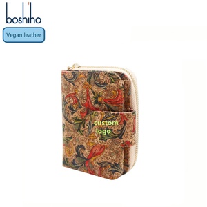 Boshiho Vegan Eco- Friendly Women Lady Purse <b>Slim</b> Zipper Design with <b>Card</b> <b>Holder</b> Coin Pocket Credit <b>Card</b> Cork Wallet - Product Image 1
