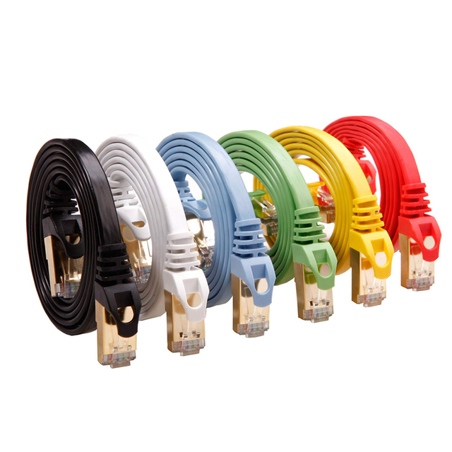 Flat Cat6/Cat6a/Cat7 Patch Cable UTP/FTP Slim Flat l Shaped RJ45 Male Ethernet Cable