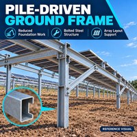 Structure en profilé ouvert Zn-Al-Mg à installation rapide avec base à pieux hélicoïdaux et étais pour système de support solaire commercial à vis de terre