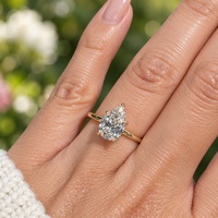 Bague solitaire en moissanite en forme de goutte d'eau, avec bande en or arrondie, sertie de cinq griffes, GRA, Or massif 9K 10K 14K 18K, classique pour mariage et demande en mariage