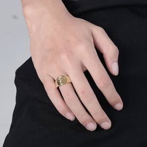 Bague en Titane et Diamant Style Bouddhisme Européen et Américain, Plaqué Or 14K, Réglable, Thème <span class=keywords><strong>Littérature</strong></span> et Art Rétro, Cadeau, Collection Transfrontalière 2023 - Product Image 3
