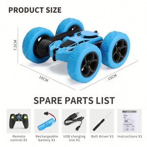 Coche de Acrobacias a Control Remoto en Oferta, Giro de 360 Grados, Doble Cara, Juguetes de Control Remoto por Radio para Niños - Product Image 5