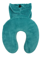 Oreiller de voyage ergonomique 2-en-1 pliable en mousse à mémoire de forme en U, avec pochette de rangement intégrée, gain de place, vente directe usine