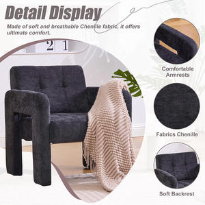 Fauteuil individuel moderne et minimaliste en chenille, avec dossier haut, pour salon, chambre ou bureau, écologique - Product Image 3