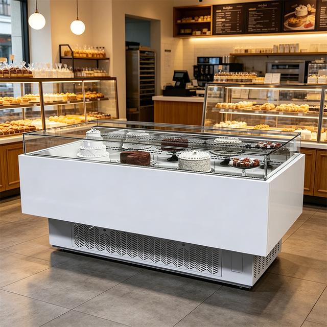 Custom Size Wholesale Cake Display Cabinet Plug-in Pastry Case Bakery Rack Table Top Energy-saving Steel Fridge