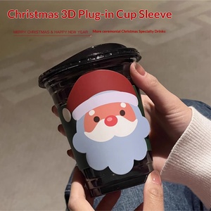 Manchon de tasse de Noël 3D jetable de forme spéciale, étiquette de tasse festive de Noël et du Nouvel An avec impression - Product Image 2