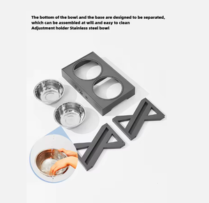 Mangeoire pour chiens à hauteur réglable, design moderne, double bols en acier inoxydable, motif uni, fonction automatique - Product Image 4