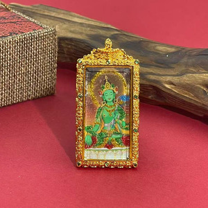Collier pendentif Thangka Manjusri Bodhisattva doré et peint à la main pour hommes et femmes, collier Zajila <span class=keywords><strong>Mo</strong></span> Spirit du Renard à neuf queues - Product Image 5