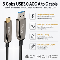 Cable Óptico Activo USB 3.0 AOC de 30m, Cable de Extensión USB A a C de 5Gbps para Cámara, Extensor KVM