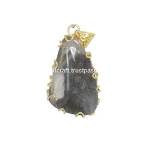 Collar con colgante de diamante de orgonita de moda envuelto en alambre chapado en oro hecho a mano, estilo bonito para hacer joyas o regalo para ella - Product Image 2